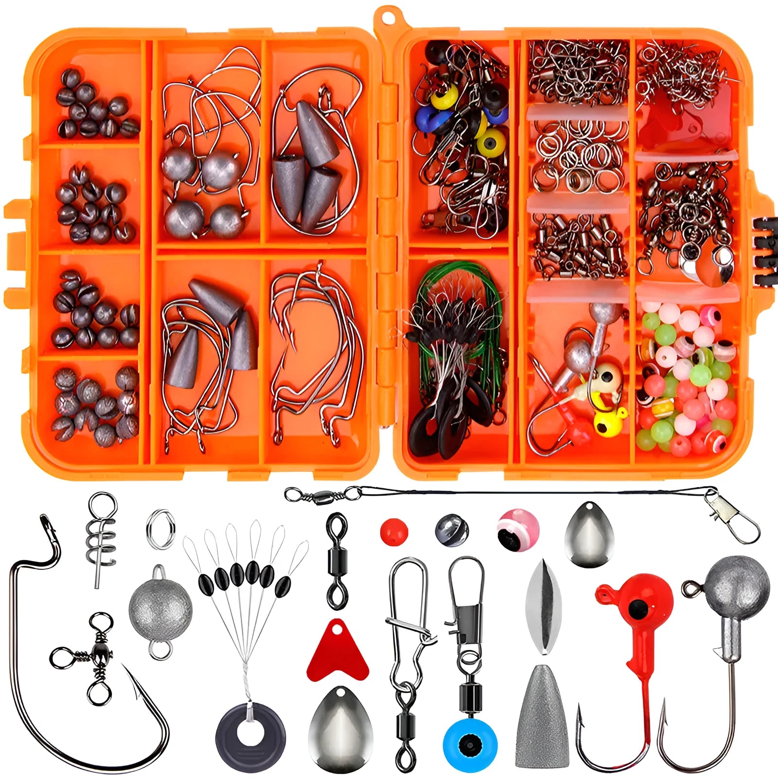 Weihe 257-piece fishing lure accessories set in ABS plastic tackle box for Texas, sea and rock fishing