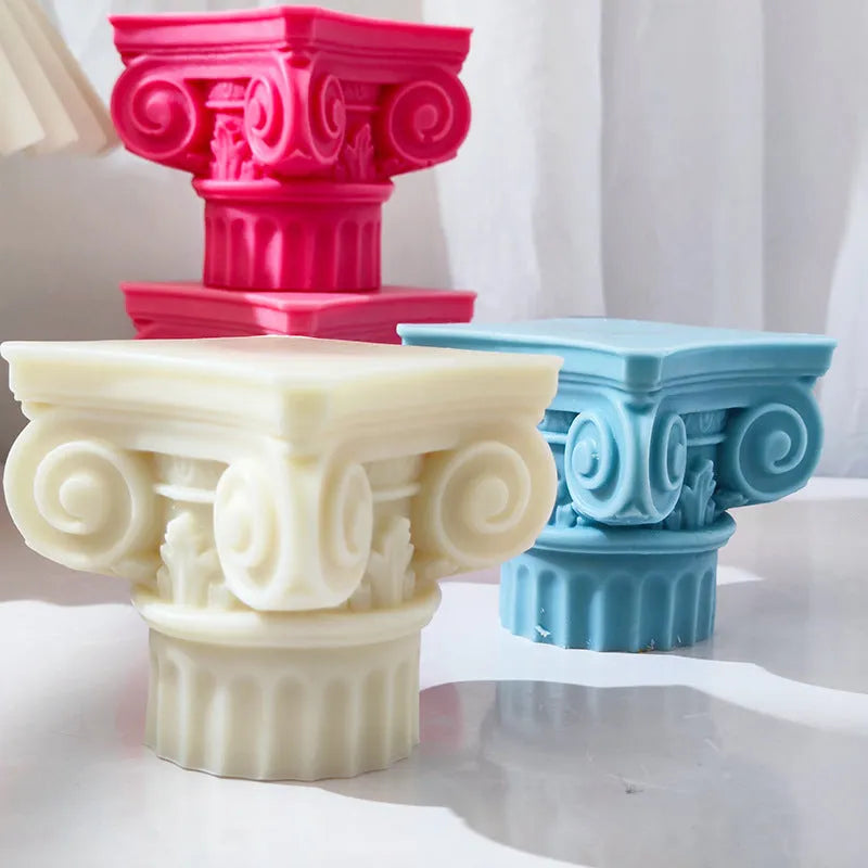 C271 specification Roman pillar silicone mould for candle making and crafting on a white background.