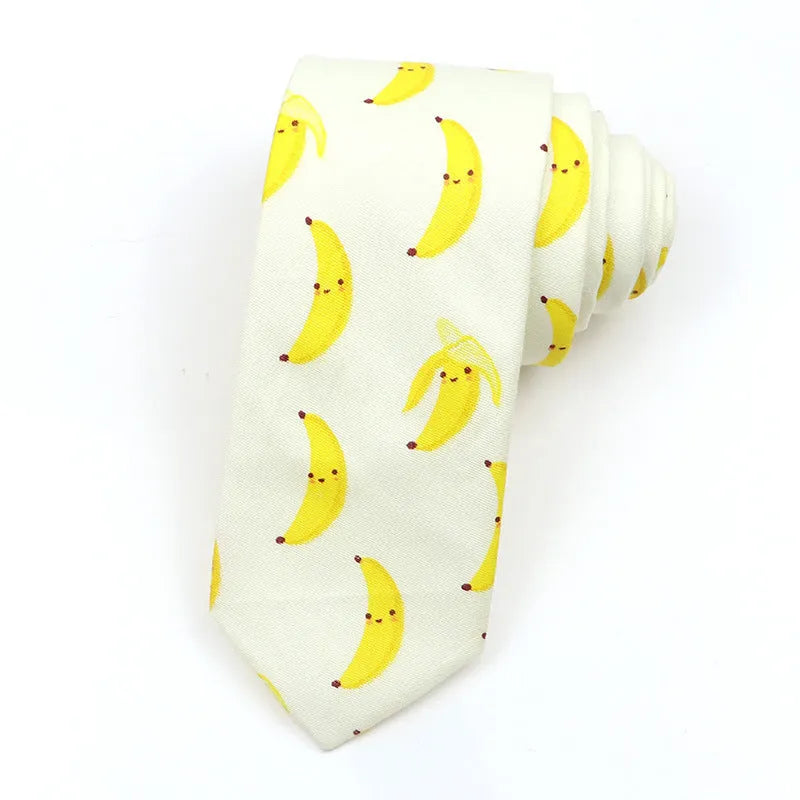 Korean style narrow cotton bow tie with printed cartoon pattern on adjustable necktie
