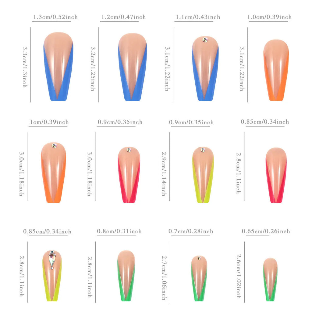 Detachable artificial nail tip in diamond colour French design with Love Cross Heart cartoon pattern.