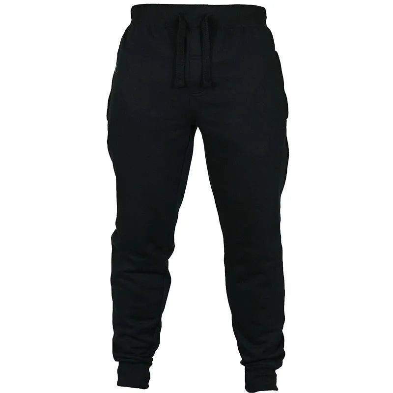 Men's cotton fleece drawstring casual pants in loose fit pencil design