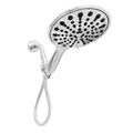 Six-function handheld shower head with 6-inch face and electroplated finish