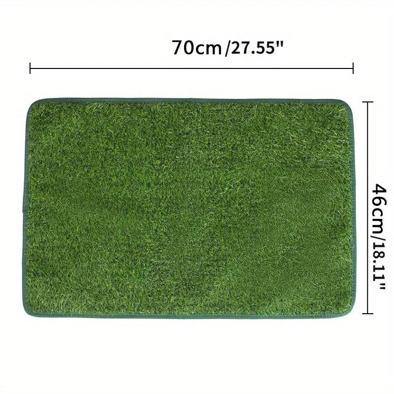 Artificial grass pet toilet training mat shown in three sizes for dogs and cats indoors