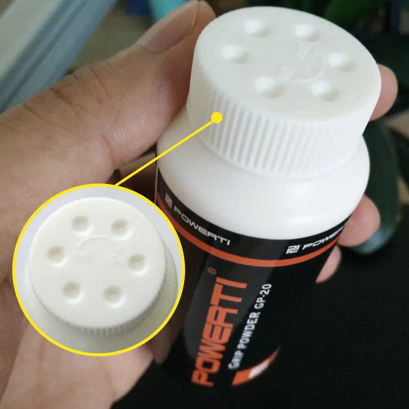 White magnesium carbonate sports anti-slip powder in container for weightlifting and racket sports