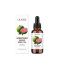 30ml glass bottle of guava seed oil facial serum with vitamin C and antioxidant ingredients
