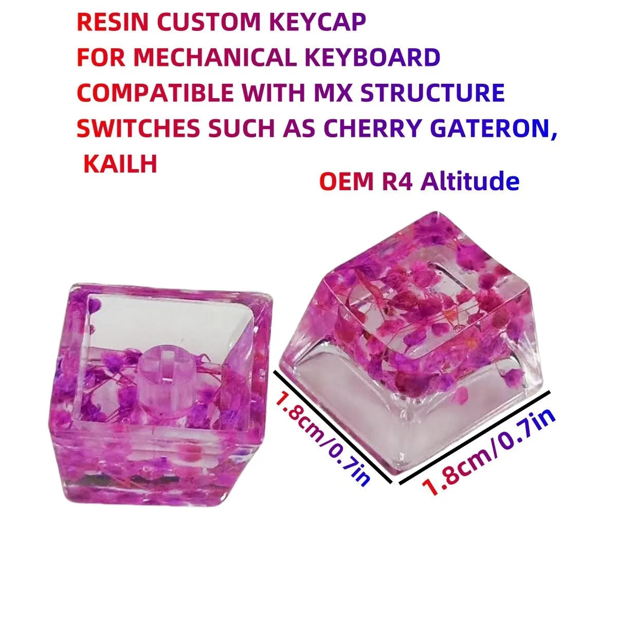 High transparency starry sky design resin keycap for mechanical keyboards in green colour