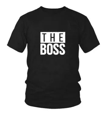Man's loose fit round neck t-shirt with a graphic print, short sleeves, on a white background.