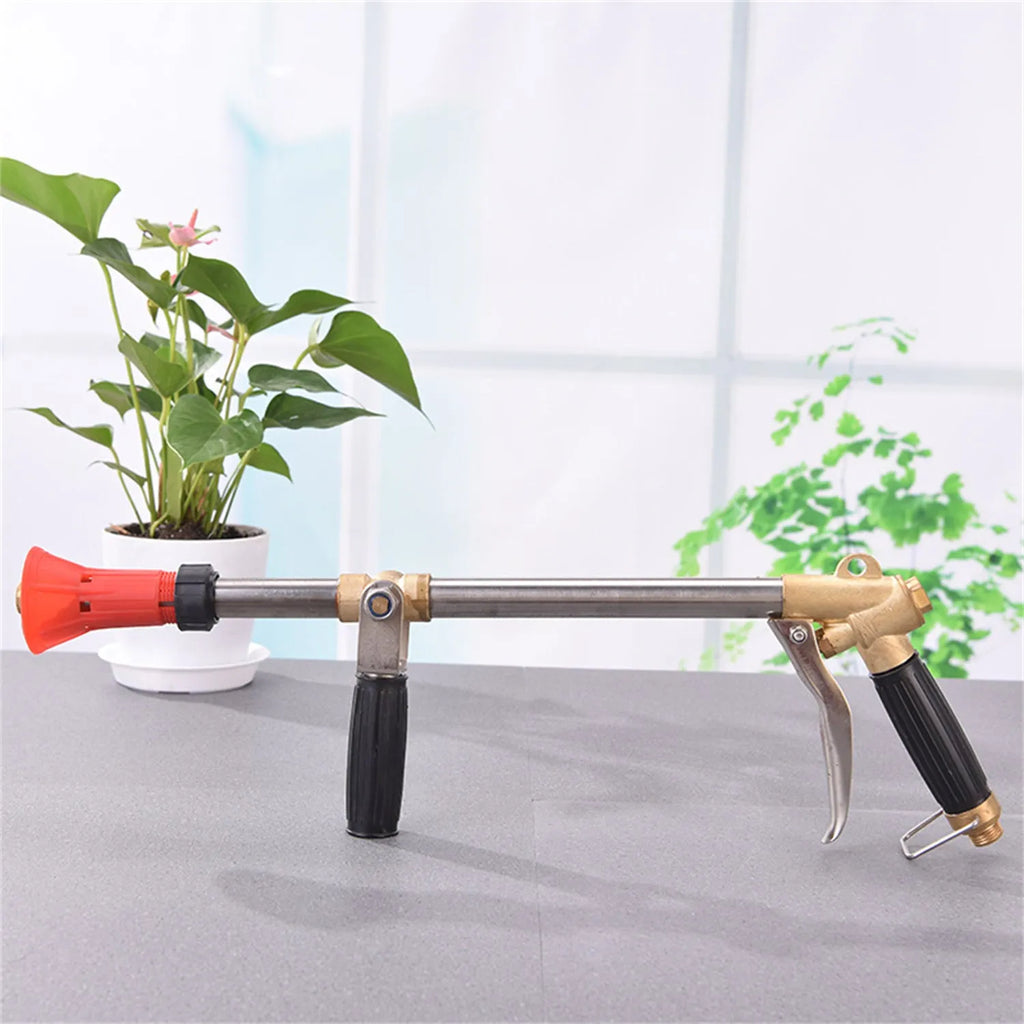 Adjustable high-pressure plastic spray gun in submachine gun style for agricultural pesticide spraying and garden watering