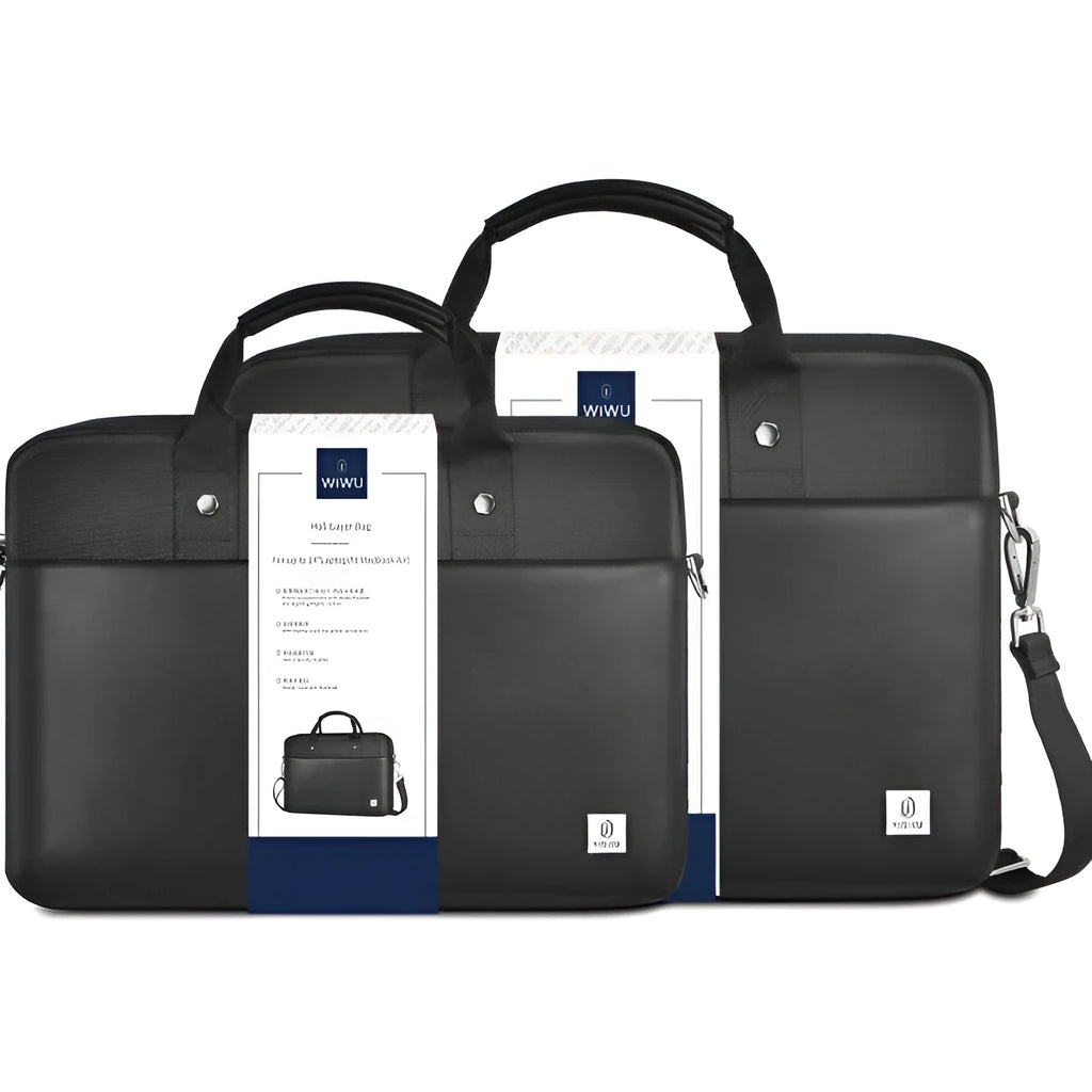 Black Oxford cloth laptop backpack with multiple organisational pockets and lock feature