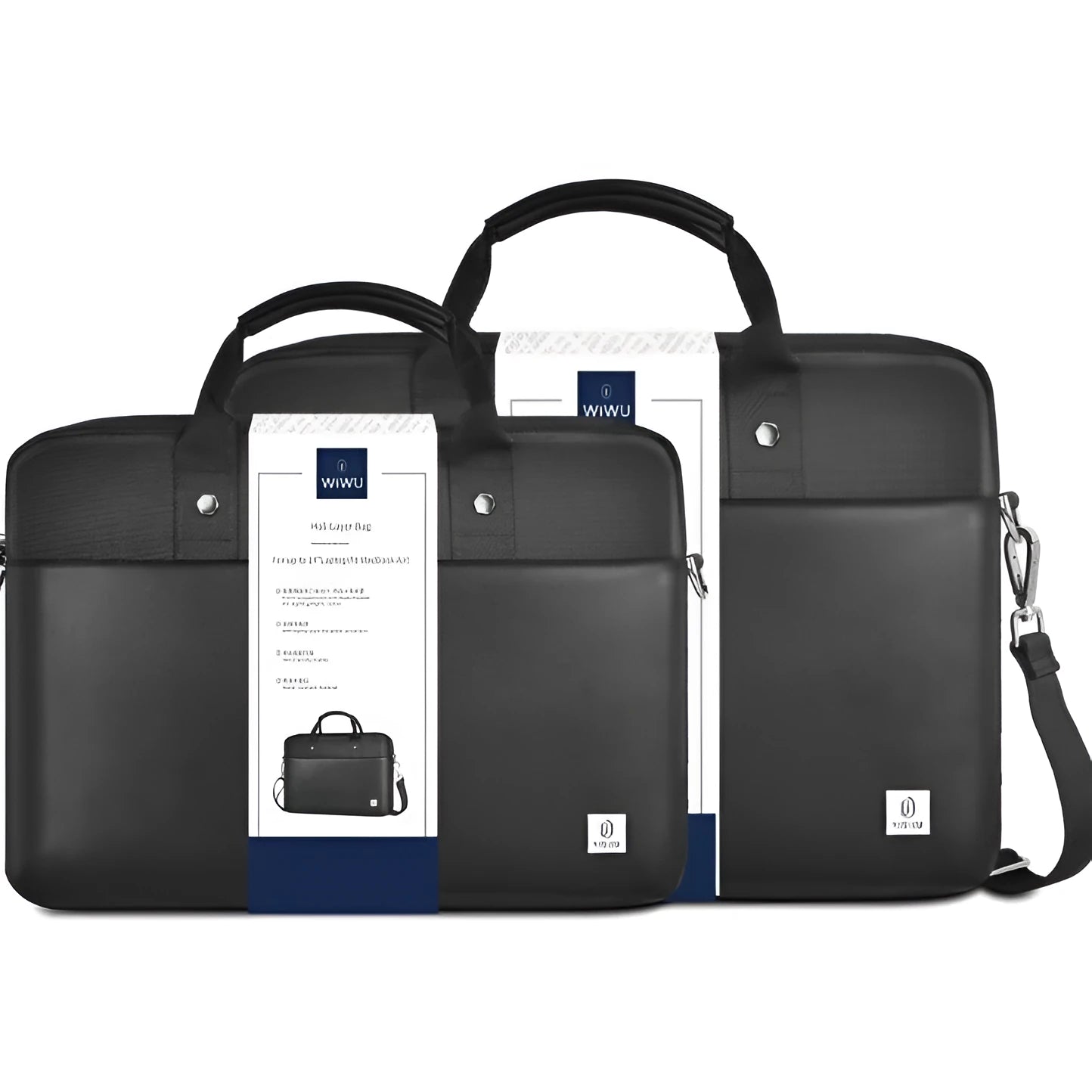 Black Oxford cloth laptop backpack with multiple organisational pockets and lock feature