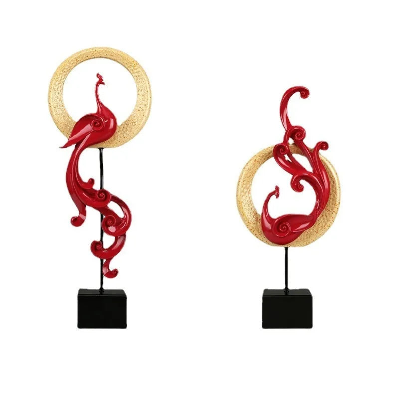 A detailed synthetic resin Phoenix ornament in a choice of rose gold, elegant silver, or festive red colour.