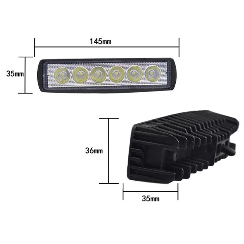 Black automotive auxiliary spotlight with die-cast aluminium housing and clear polycarbonate cover