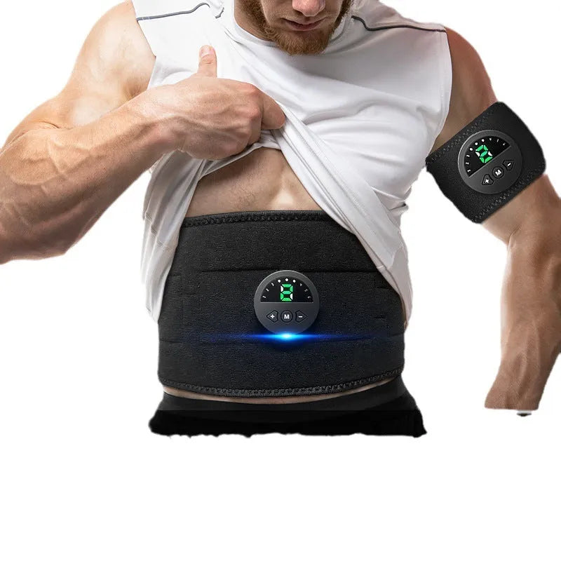 Sweat waist abdomen fitness belt with display screen and adjustable 120cm belt
