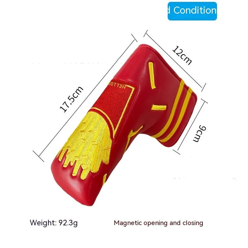 Golf putter sleeve with novelty design options for straight bar clubs