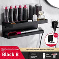 Double-layer aluminium punch-free bathroom storage rack for Marcel waver curlers in black