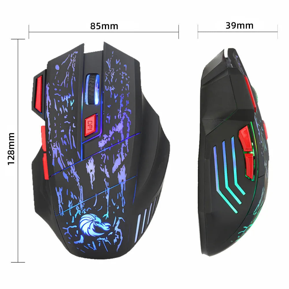 Black H300BK gaming mouse with colourful luminous crack design and USB cable