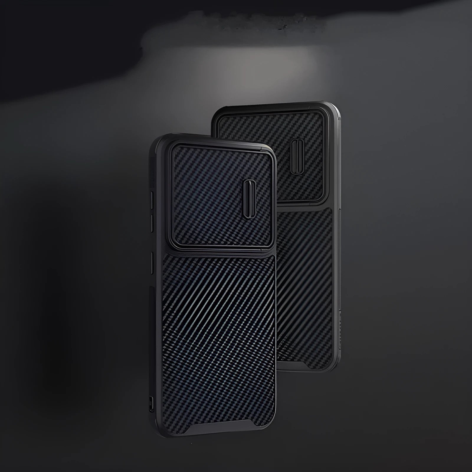 Black Samsung S23 Ultra mobile phone case with lens cover protection