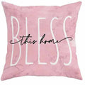 Square cherry blossom letter cushion cover with short velvet fabric in spring colour options