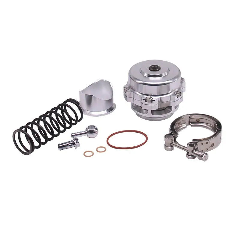 50mm aluminium alloy automotive blow-off valve in assorted colours: black, blue, red, purple, silver, gold.