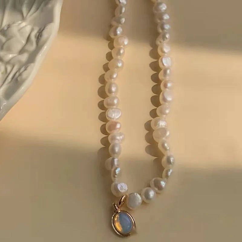 French Court vintage-style alloy necklace with a geometric charm on an adjustable chain.