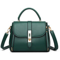 Women's soft leather messenger bag in black red green blue colours square vertical design
