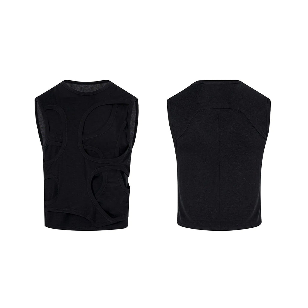 Men's solid colour lyocell vest with round neck tank top design in black and grey options