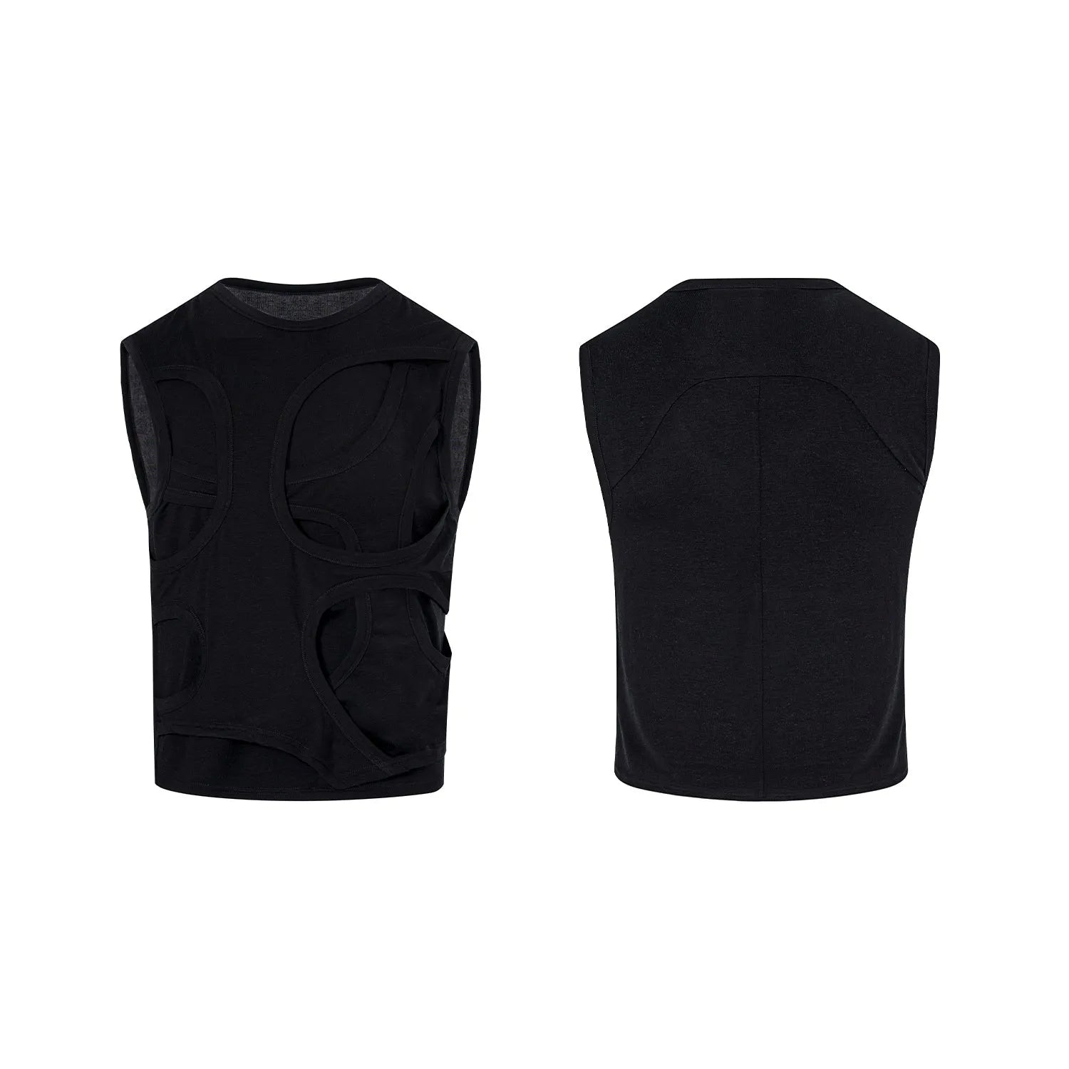 Men's solid colour lyocell vest with round neck tank top design in black and grey options