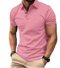 Men's solid colour slim fit short sleeve casual shirt with button front in cotton polyester blend fabric
