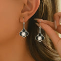 Silver retro women's fashion earrings with electroplated alloy construction