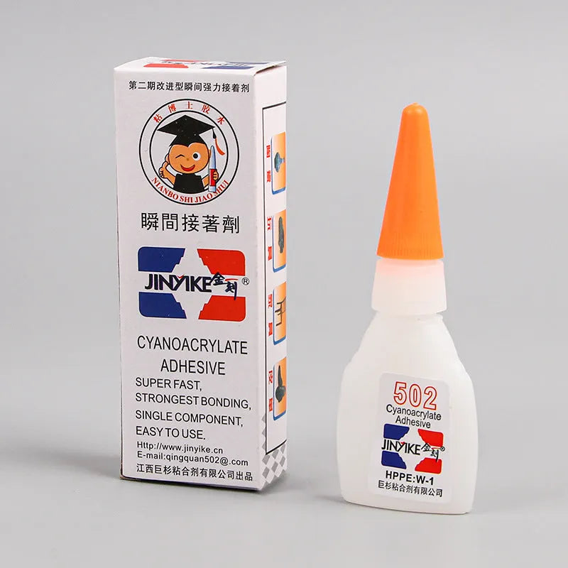 Tube of specialised instant strong adhesive for shoe and leather repairs