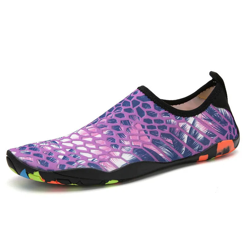 Beach wading shoes in multiple colours with Lycra upper and EVA foam sole.