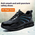 Orange leather labour protection shoes with anti-smashing and puncture-resistant safety features