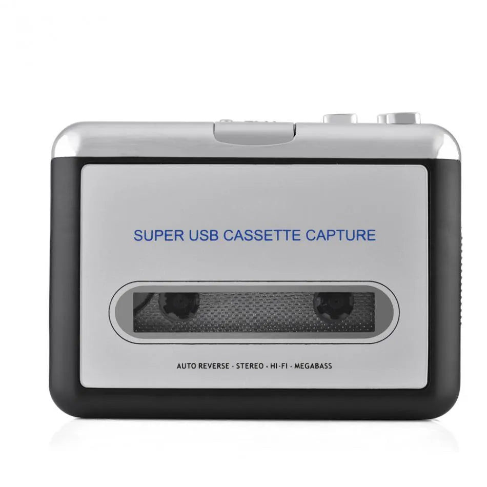 Silver USB cassette converter for transferring tapes to MP3 digital audio files