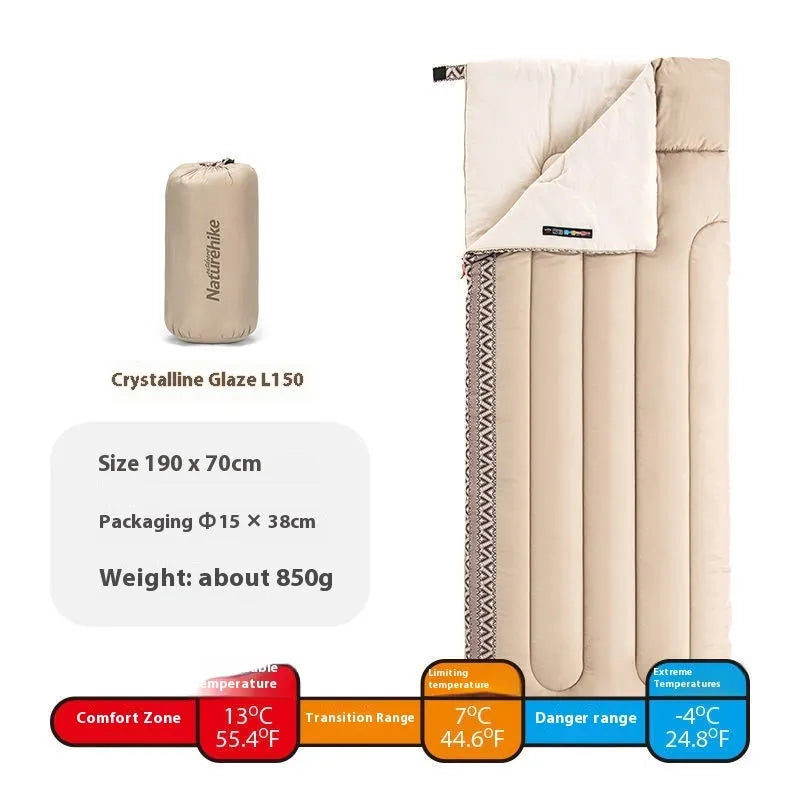 Four seasons adult camping sleeping bag with storage bag in Jiangnan Spring colour
