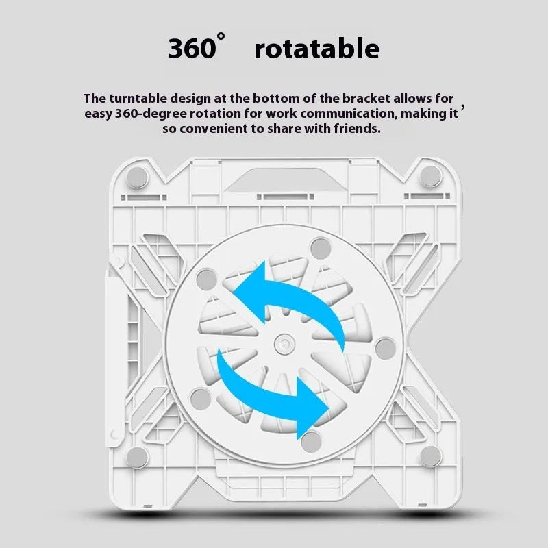 Black ABS plastic laptop bracket stand elevating laptop with 300mm width measurement visible
