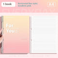 A4 and B5 removable coil notebooks with gradient coloured PP covers in green, blue, pink, and purple.