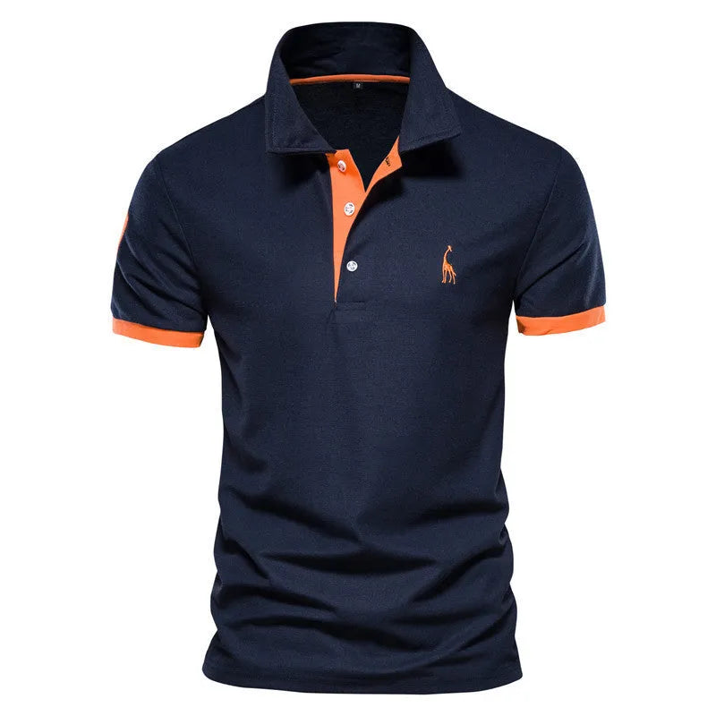 Men's deer embroidered slim fit t-shirt in cotton blend fabric available in multiple colours