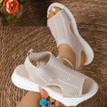 Women's black platform sports sandals with mesh lining and rubber sole