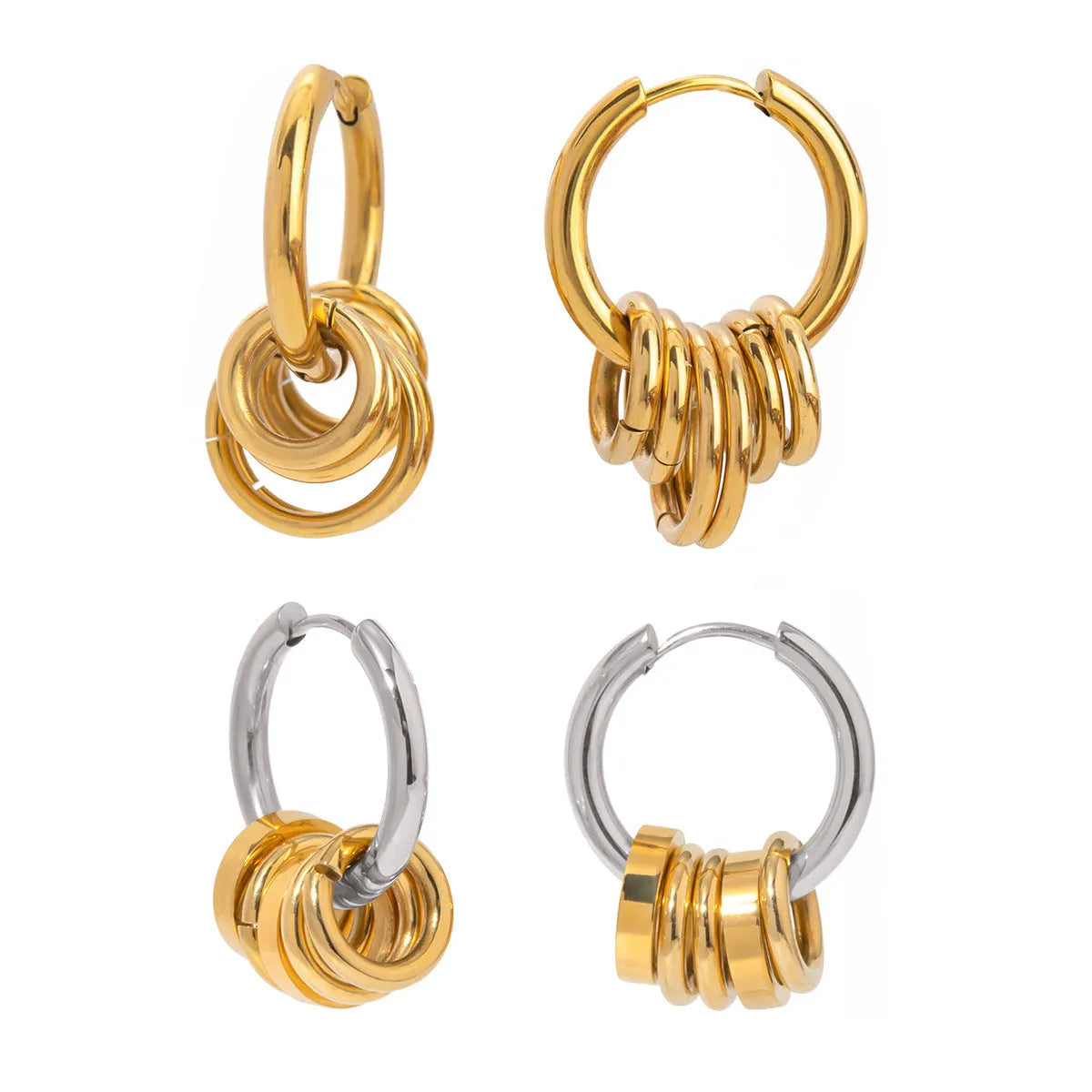 Stainless steel colour matching earrings with electroplated finish in ins style