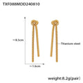 Gold titanium steel knotted tassel necklace and matching earrings set with snake chain