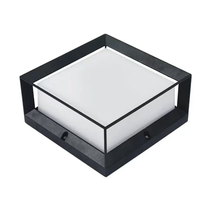 Aluminium outdoor solar LED column light showing two size options for wall or door mounting.