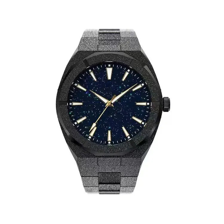 Men's business watch with stainless steel case and bracelet featuring luminous hands