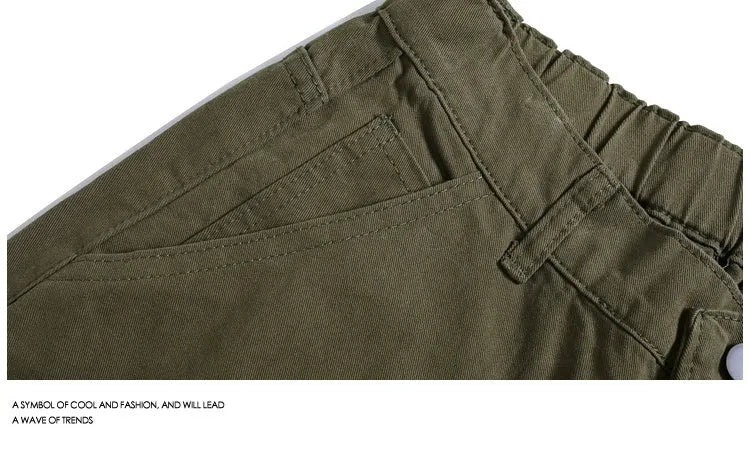 Loose fit cropped workwear trousers in wide-leg design with micro-elastic waistband