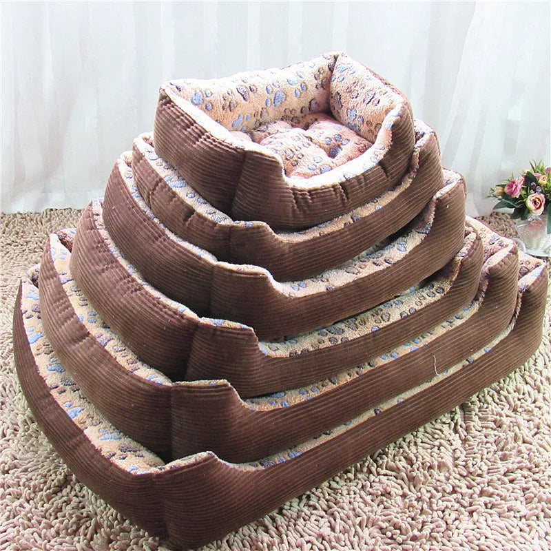 Plush dog bed with bolster sides in beige colour for small dogs