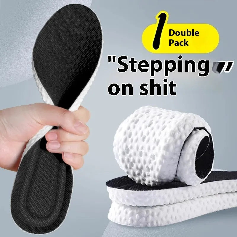 A pair of soft grey PU foam sports insoles with a trimmable edge design on a white background.