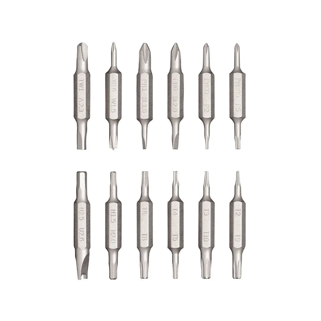 24-in-1 precision screwdriver set with aluminium handle and magnetic bit storage for phone and computer repairs