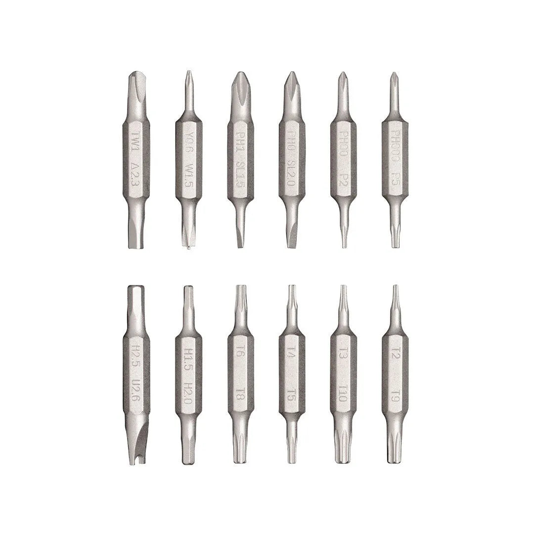 24-in-1 precision screwdriver set with aluminium handle and magnetic bit storage for phone and computer repairs