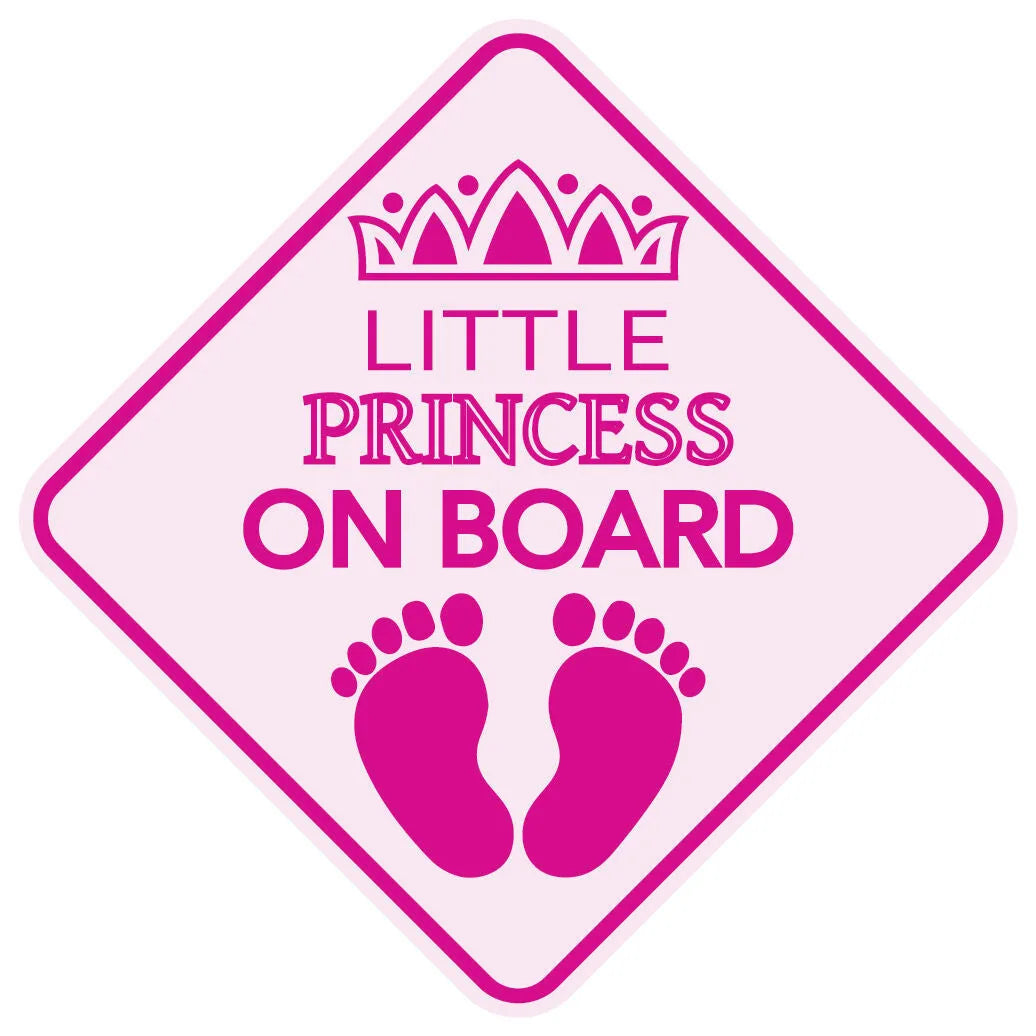 Baby On Board reflective car sticker showing baby character designs with feeding bottle, measuring specific centimetre dimensions