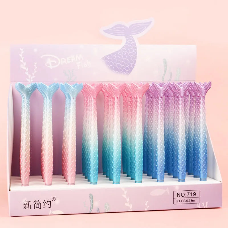 Cartoon mermaid design pen with 0.38mm fine writing tip and plastic shell