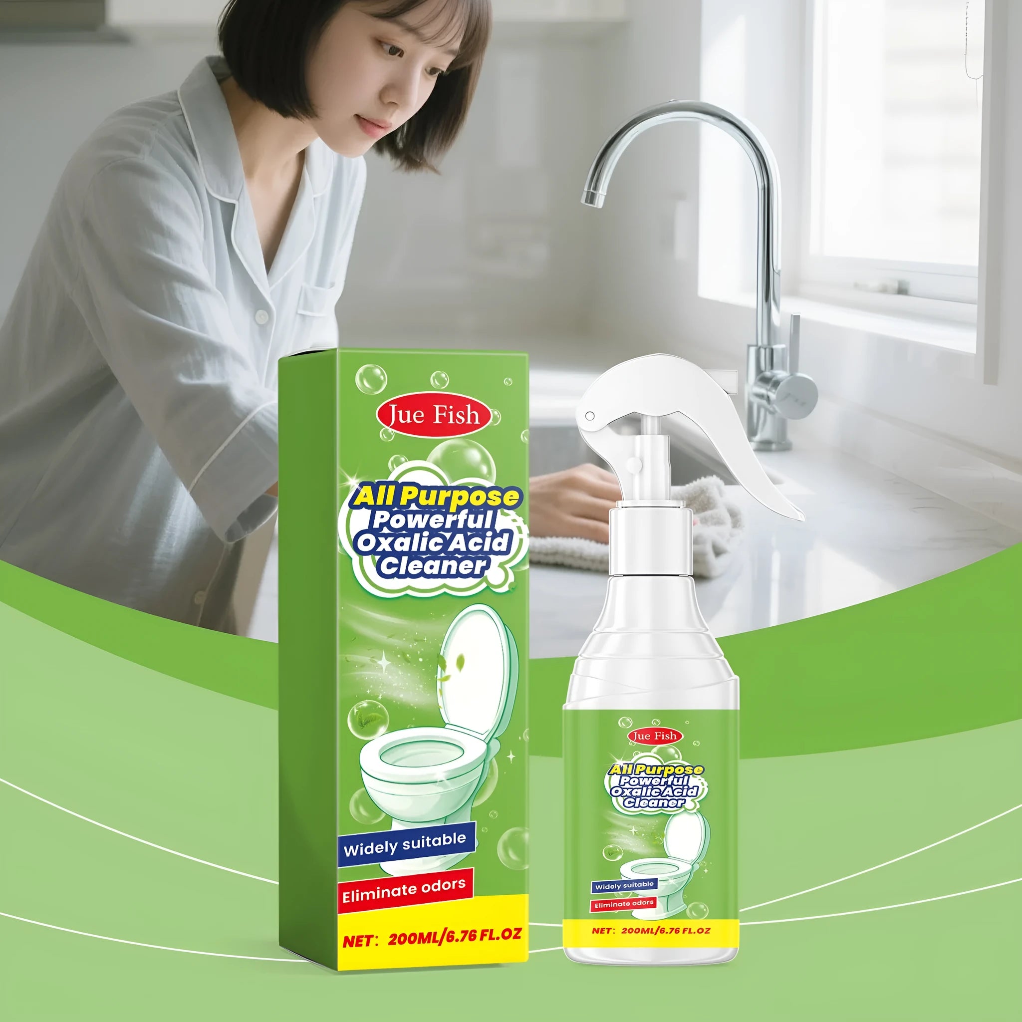 200ml plastic bottle of multi-functional household grease cleaning spray with oxalic acid formula